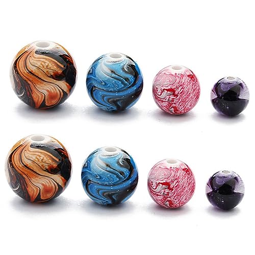 HIAKDOFT 100 Stück DIY Resinperlen Mix Farben Rund Lose Schmuckperlen für Basteln Armband Halskette Zubehör Vintage Ink Painting Stil Kreative Schmuckherstellung HIAKDOFT 100 Stück DIY Resinperlen Mix Farben Rund Lose Schmuckperlen für Basteln Armband Halskette Zubehör Vintage Ink Painting Stil Kreative Schmuckherstellung von HIAKDOFT