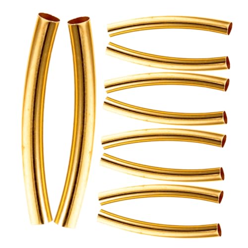HIAKDOFT 100 Stück Gebogene Metallröhrchen Perlen für Schmuckherstellung Stabile Nudel Röhrchen Abstandshalter für Armbänder und Halsketten Langlebige DIY Perlen Zubehör Gold HIAKDOFT 100 Stück Gebogene Metallröhrchen Perlen für Schmuckherstellung Stabile Nudel Röhrchen Abstandshalter für Armbänder und Halsketten Langlebige DIY Perlen Zubehör Gold von HIAKDOFT