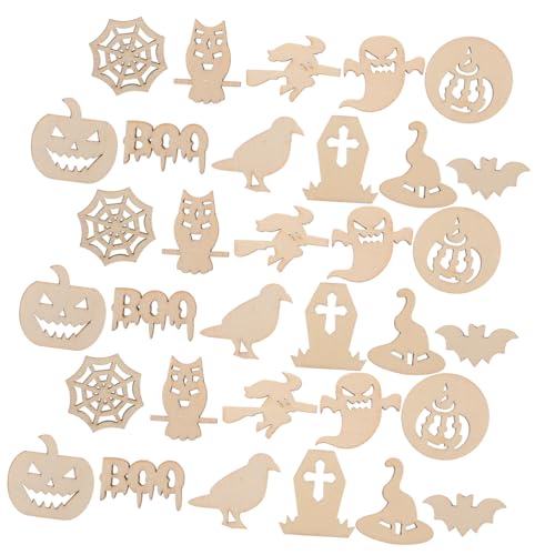 HIAKDOFT 100 Stück Halloween Holzscheiben DIY Bastelset aus Hochwertigem Holz Kreative Handbemalte Holzchips Langlebige Gruselige Deko für Halloween Party Familienhandwerk und HIAKDOFT 100 Stück Halloween Holzscheiben DIY Bastelset aus Hochwertigem Holz Kreative Handbemalte Holzchips Langlebige Gruselige Deko für Halloween Party Familienhandwerk und von HIAKDOFT