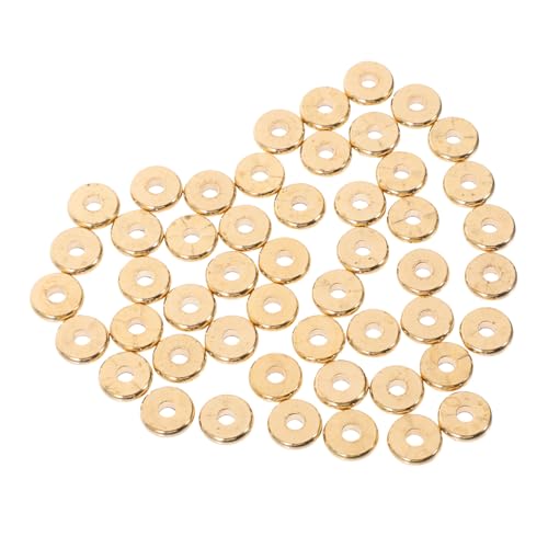 HIAKDOFT 100 Stück Kupfer Spacer Beads Flach DIY Schmuckzubehör für Armbänder Halsketten Schmuckherstellung Einfache Stil Metallzwischenperlen für Perlensets von HIAKDOFT