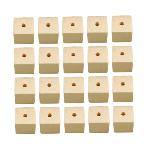 HIAKDOFT 100 Stück Quadratische Holzperlen mit Glatte Oberfläche Naturfarben DIY Schmuck Zubehör für Armbänder Halsketten Bastelsets Schmuckherstellung von HIAKDOFT