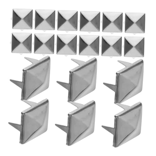 HIAKDOFT 100 Stück Quadratische Metall Spitzen mit Vier Krallen Silberne DIY Spikes für Kleidung Schuhe Taschen und Handyhüllen Langlebige Punk studs für Vielseitige Dekoration von HIAKDOFT