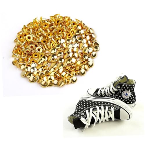 HIAKDOFT 100 Stück Runde Pilz Metallnieten DIY Punk Stil Metallnieten für Leder Schuhe Taschen Armbänder Goldfarbene Ziernieten für Bekleidung Gürtel Hüte von HIAKDOFT