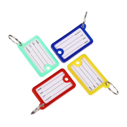 HIAKDOFT 100 Stück Teiliges Buntes Schlüsselanhänger Robustem Kunststoff mit Beschriftbaren Namensschildern Praktische Markierungs Organisationslösung für Schlüssel Gepäck Haustiere und von HIAKDOFT