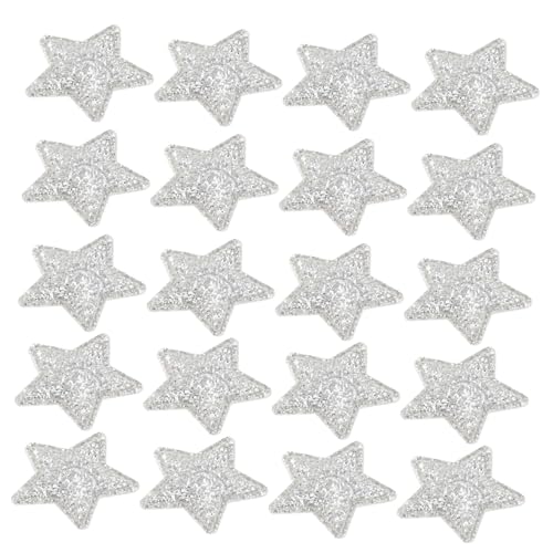 HIAKDOFT 100 Stück Teiliges DIY Stern Stoffaufnäher Silber Pailletten Sterne zum Aufnähen Weihnachtsdeko Kleidung Accessoires für Individuelle Textilgestaltung von HIAKDOFT
