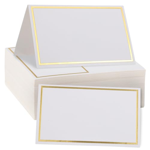 HIAKDOFT 100 Stück Teiliges Faltbare Tischkarten mit Goldfolie Praktische Namenskarten für Hochzeit Party Geburtstag Stabile Aufsteller Glatte Oberfläche zum Einfachen Beschriften HIAKDOFT 100 Stück Teiliges Faltbare Tischkarten mit Goldfolie Praktische Namenskarten für Hochzeit Party Geburtstag Stabile Aufsteller Glatte Oberfläche zum Einfachen Beschriften von HIAKDOFT