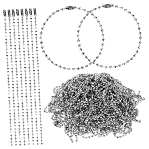 HIAKDOFT 100 Stück Verstellbare Kugelkette Silber Schlüsselanhänger Ketten Basteln Schlüsselring Aufhängung mit Verbinder für Anhänger Hundemarke Bottle Pendant von HIAKDOFT