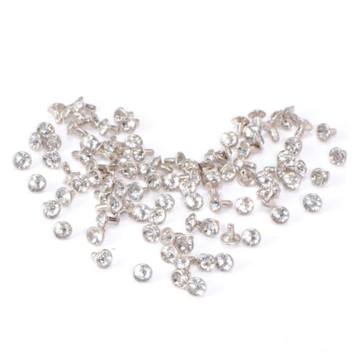 HIAKDOFT 100 Stück Weiße Kristall Strass Nieten Metall Rivets mit Funkelnden Diamante DIY Schmucknieten für Kleidung Lederhandtaschen Schuhe und Rucksäcke Robustes Legierungsmaterial von HIAKDOFT