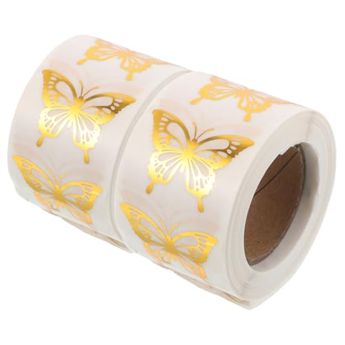 HIAKDOFT 1000 Stück Teiliges Schmetterling Aufkleber Goldfolie Selbstklebende Umschlagsiegel Dekorative Stickerrolle für Hochzeitseinladungen Geburtstagskarten Babypartys von HIAKDOFT
