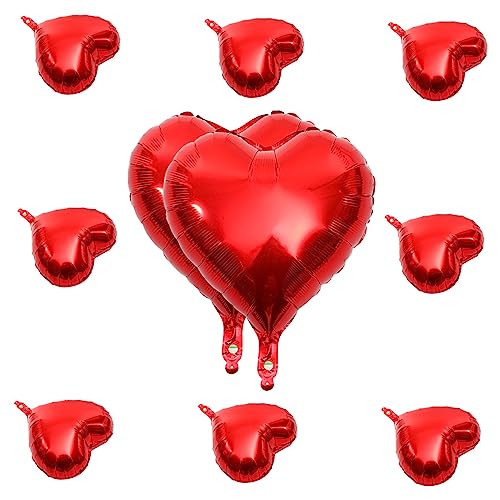HIAKDOFT 10Stücke Herzförmige Folienballons Valentinstag Hochzeitsdeko Rotes Partyzubehör für Unvergessliche Feiern Dekorative Luftballons für von HIAKDOFT