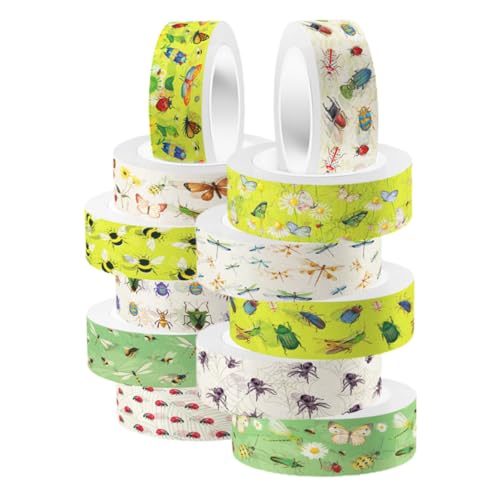 HIAKDOFT 12 Rollen Teiliges Washi Tape mit Transparentem Insektenmuster Klebendes Bastelband für DIY Scrapbooking Dekoratives Klebeband mit Schmetterling und Libelle Vielseitig Verwendbar HIAKDOFT 12 Rollen Teiliges Washi Tape mit Transparentem Insektenmuster Klebendes Bastelband für DIY Scrapbooking Dekoratives Klebeband mit Schmetterling und Libelle Vielseitig Verwendbar von HIAKDOFT