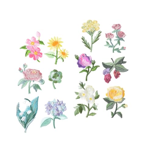 HIAKDOFT 12 Stück Bestickte Blumen Patches zum Aufbügeln und Aufnähen Bunte Garment Accessories für Kleidung Taschen Hüte Vielseitige DIY Stickflecken Einfache Anwendung für Damen Casual von HIAKDOFT