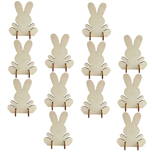 HIAKDOFT 12 Stück Easter Bunny Holzschneider Teiliges Unvollendete Holzfiguren für Kreative DIY Osterdekorationen Bastelmaterial für Kindergeburtstage und Osterbasteln Fördert Kreativität von HIAKDOFT