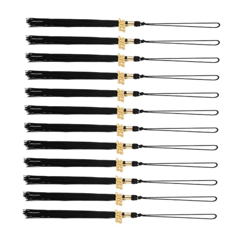 HIAKDOFT 12 Stück Teiliges Abschluss Quasten mit Doktorhut Anhänger Schwarze Graduation Tassel für Abschlussfeier Dekoration DIY Charms für Master und Bachelor Abschluss von HIAKDOFT