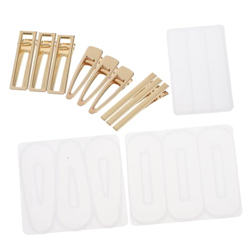 HIAKDOFT 12 Stück Teiliges DIY Silikon Gießform Set für Haarspangen Epoxidharz Flexible Reißfeste Formen mit Silikonmodellen und Metall haarclip zubehör Wiederverwendbar für von HIAKDOFT