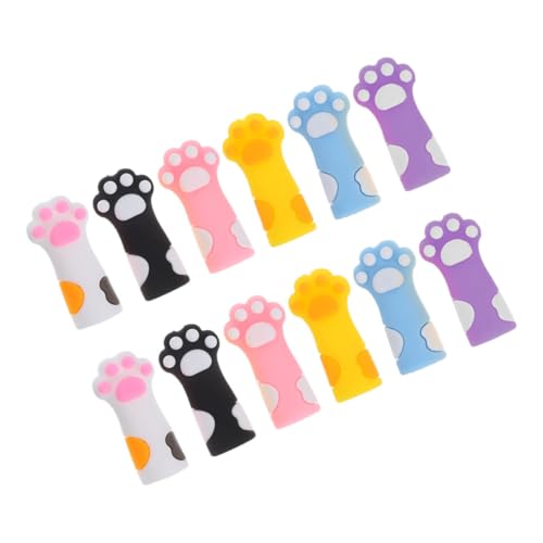 HIAKDOFT 12 Stück Teiliges Kleine Bleistiftkappen mit Katzenpfoten Design Cartoon Bleistiftaufsätze aus Flexiblem Silikon Schützend und Dekorativ für Schreibwaren Einfach zu Verwenden von HIAKDOFT