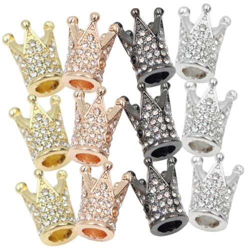 HIAKDOFT 12 Stück Teiliges Strass Kronen Perlen Feine Schmuckperlen aus Legiertem mit Funkelnden Zirkonia für DIY Armbänder und Halsketten Handgefertigte Charms für Kreative Bastelprojekte von HIAKDOFT