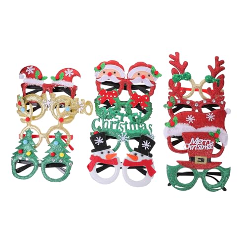 HIAKDOFT 12 Stück Teiliges Weihnachtsbrillen mit Bunten Party Frames Leichte Wiederverwendbare Kunststoffbrillen für Festliche Weihnachtsfeiern und Lustige Fotorequisiten von HIAKDOFT