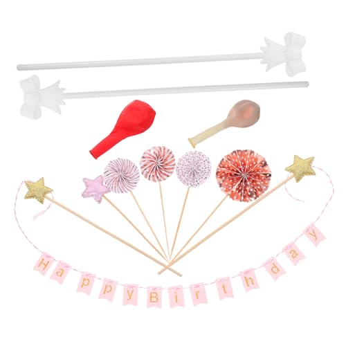 HIAKDOFT 12-teiliger Tortenaufsatz: Roségoldene Happy Birthday-dekorationen, Glitzersterne, Konfetti-luftballons, Fächer-ornamente Für Die Dekoration Von Geburtstagstorten von HIAKDOFT