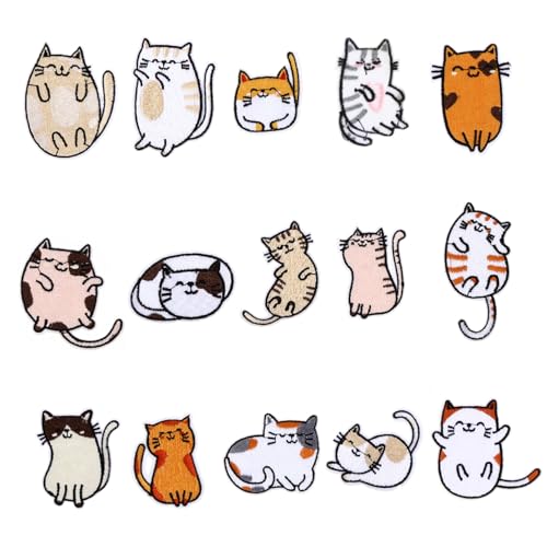 HIAKDOFT 15 Stück Teiliges Bestickte Katzen applikationen zum Aufbügeln und Aufnähen Dekorative für Kleidung Jeans Taschen Langlebige Klare Muster zum Reparieren und Verschönern HIAKDOFT 15 Stück Teiliges Bestickte Katzen applikationen zum Aufbügeln und Aufnähen Dekorative für Kleidung Jeans Taschen Langlebige Klare Muster zum Reparieren und Verschönern von HIAKDOFT