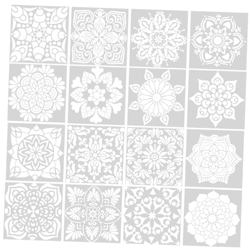 HIAKDOFT 16 Stück Teiliges Blumen Schablonen Wiederverwendbare Art Stencils Zeichen Vorlagen für DIY und Stoffgestaltung Leicht und Tragbar für Kreative Bastelprojekte von HIAKDOFT