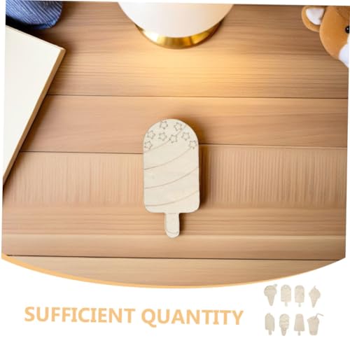 HIAKDOFT 16 Stück Teiliges DIY Holz Eiscreme Blanko Holzformen für Sommerbasteleien Einfache Holz Eiscreme Dekorationen zum Bemalen Bastelspielzeug für Sommerpartys von HIAKDOFT