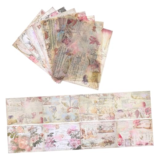 HIAKDOFT 16 Stück Teiliges Vintage Scrapbook Hintergrundpapier Großes Format Retro Muster Langlebiges DIY Bastelpapier für Hand Account Dekoration Grußkarten Origami und Kreative von HIAKDOFT