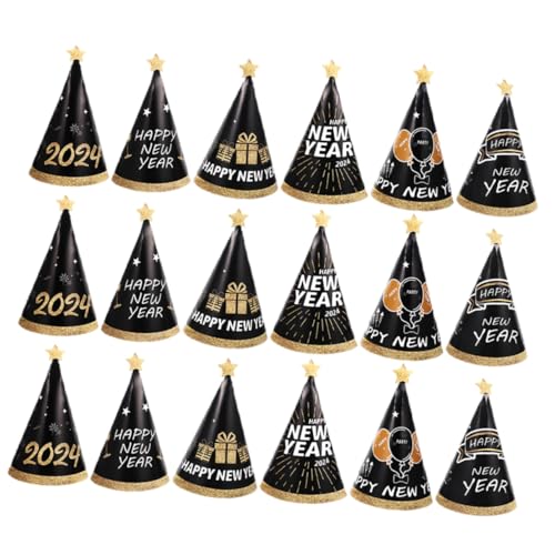 HIAKDOFT 18 Stück Teiliges Neujahrs-partyhüte Schwarz-gold Papierkegel Hüte für Erwachsene und Einheitsgröße Festliche Silvester Deko und Foto Requisiten mit Neujahrswünschen HIAKDOFT 18 Stück Teiliges Neujahrs-partyhüte Schwarz-gold Papierkegel Hüte für Erwachsene und Einheitsgröße Festliche Silvester Deko und Foto Requisiten mit Neujahrswünschen von HIAKDOFT