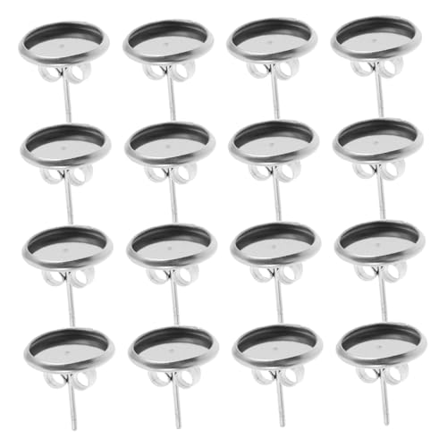 HIAKDOFT 180 Stück Ohrstecker Becher Tablett Bastelbedarf Ohrstecker Becher Cabochon Stopper Schmuck Lünetten Rückseiten Flach DIY Rostfrei Herstellung Von Befunden Lünette Mit von HIAKDOFT