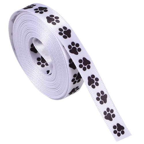 HIAKDOFT 2 Rollen Geschenkband mit Hunde Pfotenmotiv À Breit Polyester Geschenkband für Geschenkverpackung Basteln und Haustier Deko Modisches Design für Kreative DIY Projekte von HIAKDOFT
