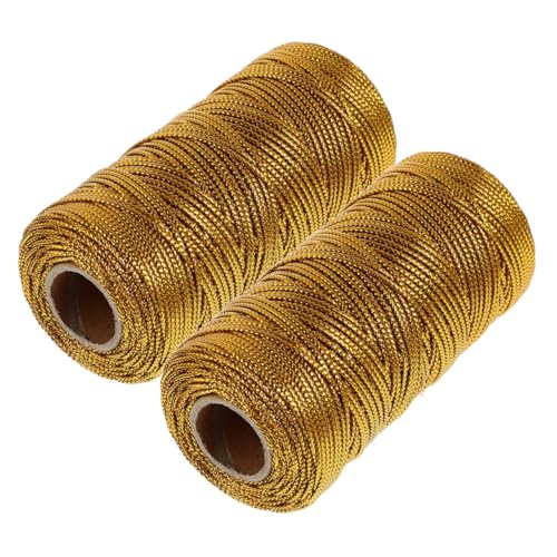 HIAKDOFT 2 Rollen Metallic Geschenkband Goldfarbene Biegsame Dekoschnur für Geschenkverpackung Basteln Lebensmittelbeutelverschluss Vielseitig und Langlebig von HIAKDOFT