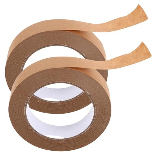 HIAKDOFT 2 STÜCK Braunes Kraftpapierband Beschreibbares Klebeband für Verpackungen Etikettierung und Bastelprojekte und Einfach zu Verwenden von HIAKDOFT