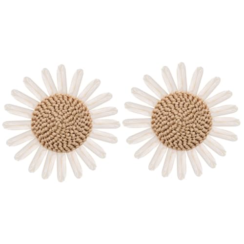 HIAKDOFT 2 STÜCK Teiliges Sonnenblumen Dekor aus Gewebtem Material Handgefertigte DIY Blumenapplikationen für Schuhe Hüte und Kleidung Umweltfreundlich Langlebig Leichter Vintage Stil als von HIAKDOFT