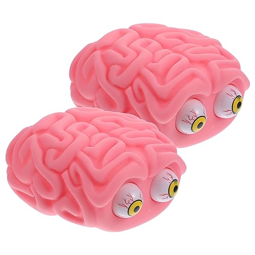HIAKDOFT 2 Stück Auffällige Gehirnspielzeuge für drücken Kneifspielzeug kniffliges Squeeze-Stress- sensorisches Halloween- Vinyl Rosa von HIAKDOFT