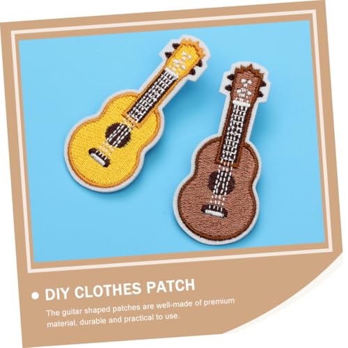HIAKDOFT 2 Stück Bestickte Gitarren Aufnäher zum Aufnähen Kreative DIY Kleidung Patches für Jeans Taschen Hüte Reparierende Applikationen Dekorative Stoffflicken für Nähen und Basteln von HIAKDOFT