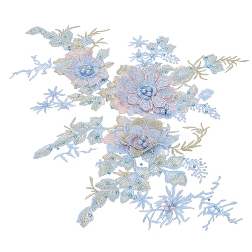 HIAKDOFT 2 Stück Blauer Teiliges Blumen Aufnäher mit Perlen und Strass Bestickte Spitzenapplikationen für Kleidung DIY Patch Sticker zum Nähen und Reparieren von Löchern Langlebige HIAKDOFT 2 Stück Blauer Teiliges Blumen Aufnäher mit Perlen und Strass Bestickte Spitzenapplikationen für Kleidung DIY Patch Sticker zum Nähen und Reparieren von Löchern Langlebige von HIAKDOFT