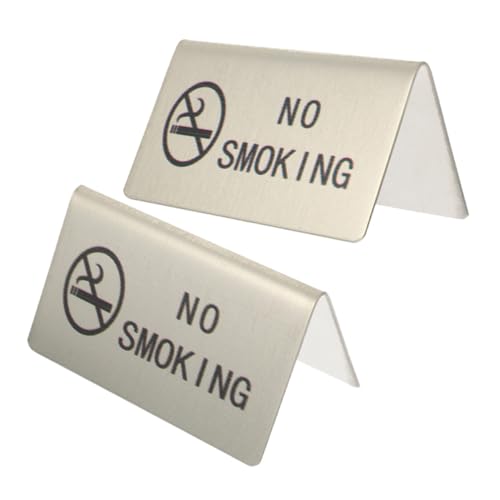 HIAKDOFT 2 Stück Edelstahl No smoking Tischschild Minimalistisches Elegantes Design Lesbare Englische Mitteilung für Hotels Restaurants Büros Vielseitig Platzierbar Langlebig und Stilvoll von HIAKDOFT