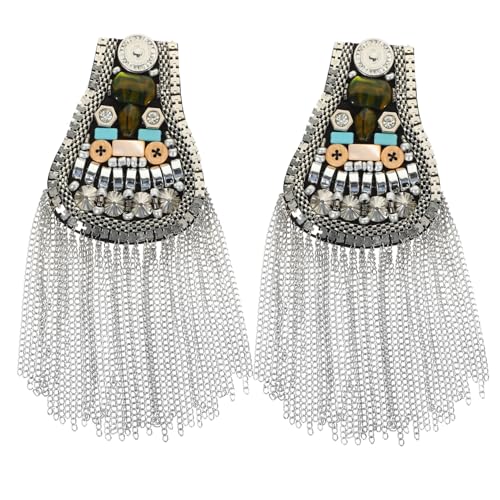 HIAKDOFT 2 Stück Elegante Metall Schulterklappen mit Quasten und Kette Modische Epauletten Abzeichen für Herren Vintage Schulterbrosche für Kostüm Zeremonie und Bühnenauftritt von HIAKDOFT
