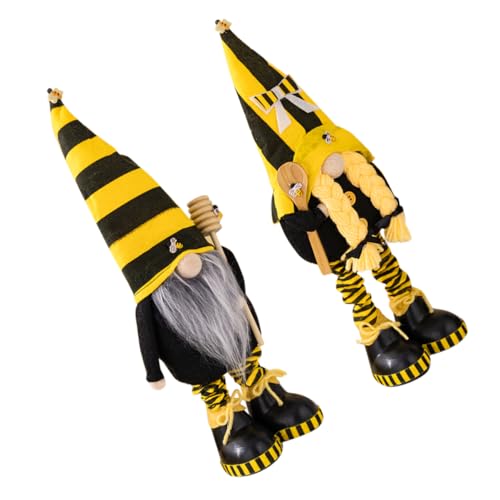HIAKDOFT 2 Stück Entzückende GNOME-Puppen Mit Bienenmotiv Zwergen-Dekoration Für Den Schreibtisch Für Zuhause Und Festivals von HIAKDOFT