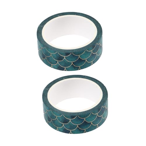 HIAKDOFT 2 Stück Fischschuppen Muster Washi Tape Farbige DIY Papier Klebebänder für Scrapbooking Basteln Geschenkverpackung Party Supplies von HIAKDOFT