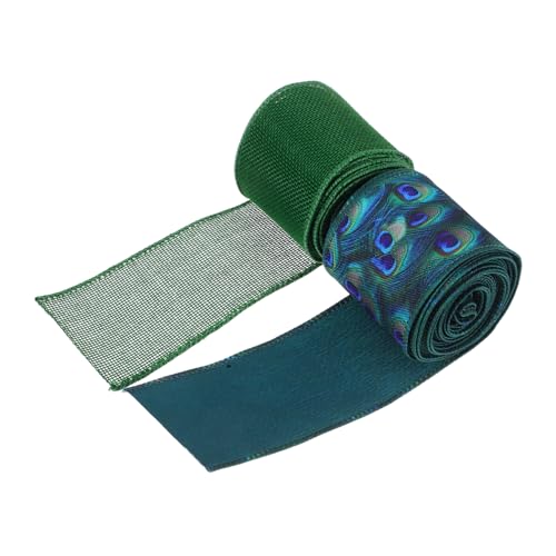 HIAKDOFT 2 Stück Grüne Dekobänder mit Drahtkante Breit Polyester Peacock Formbare Kanten für Geschenkverpackung Blumenarrangements Kränze und Weihnachtsdeko HIAKDOFT 2 Stück Grüne Dekobänder mit Drahtkante Breit Polyester Peacock Formbare Kanten für Geschenkverpackung Blumenarrangements Kränze und Weihnachtsdeko von HIAKDOFT