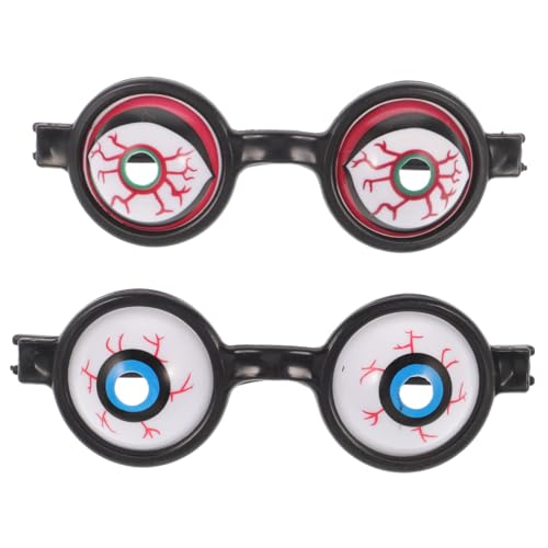 HIAKDOFT 2 Stück Lustige Partybrille aus Kunststoff Leichte Halloween Prank Brillen für Fasching Karneval Foto Requisiten in Rot und Blau von HIAKDOFT