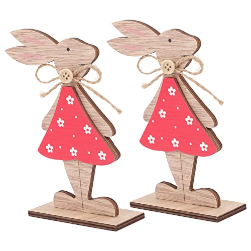 HIAKDOFT 2 Stück Osterdekorationen Hasenschwanz Hase Plüsch Stuffer Zwerge Plüsch Küken Easter Decoration Ostern tischdeko Hasenschild aus Holz Ostern hausdekorationen hölzern rot von HIAKDOFT