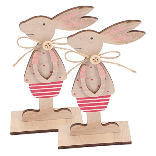 HIAKDOFT 2 Stück Osterdekorationen Ostern mitgebsel austecherformen Ostern Sommergeburtstagsfeierdekorationen Häschen Zeug tischdeko dekorative Requisiten für Ostern Tischschild aus Holz von HIAKDOFT