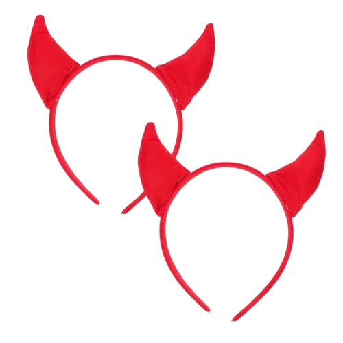 HIAKDOFT 2 Stück Rotes Teufelshörner Haarreif Damen und Mädchen Halloween Kopfschmuck Animal Costume Headwear Komfortabel und Verstellbar für Cosplay Festliche Kostümierung von HIAKDOFT