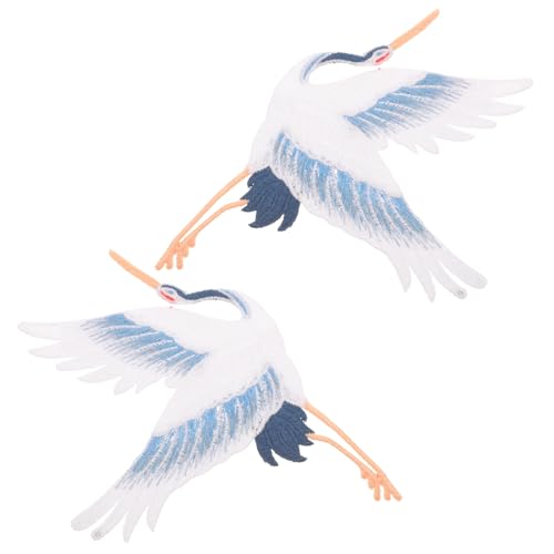 HIAKDOFT 2 Stück Teiliges Crane Applikationen zum Aufnähen Kleine Stick Patches für DIY Kleidung Taschen und Hüte Leichte Stilvolle Stoffflicken zum Reparieren und Dekorieren Chinesisches von HIAKDOFT