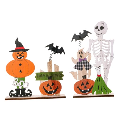 HIAKDOFT 2 Stück Teiliges Halloween Holz Tischdekoration mit Elastischem Skelett und Kürbis Robustes Holz Mittelstück für Halloween Party Vielseitige Tischdeko für Zuhause und HIAKDOFT 2 Stück Teiliges Halloween Holz Tischdekoration mit Elastischem Skelett und Kürbis Robustes Holz Mittelstück für Halloween Party Vielseitige Tischdeko für Zuhause und von HIAKDOFT