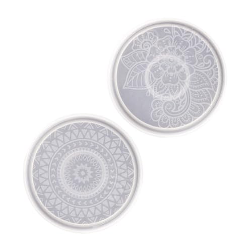 HIAKDOFT 2 Stück Teiliges Mandala Epoxidharz Silikonform Runde Untersetzer Gießform Glatt Langlebig Leicht zu Reinigen DIY Handwerkswerkzeug für Kreative Individuelle von HIAKDOFT
