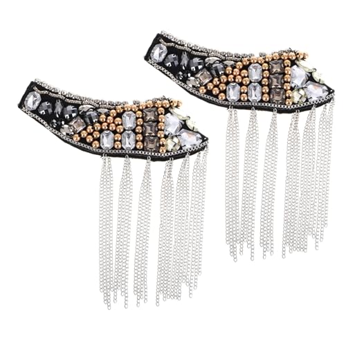 HIAKDOFT 2 Stück Teiliges Schulterepaulette Strass und Quaste Leichte Metall schulterklappen für Punk Cosplay outfits Modische Schulterkette als Auffälliges Schmuckaccessoire von HIAKDOFT