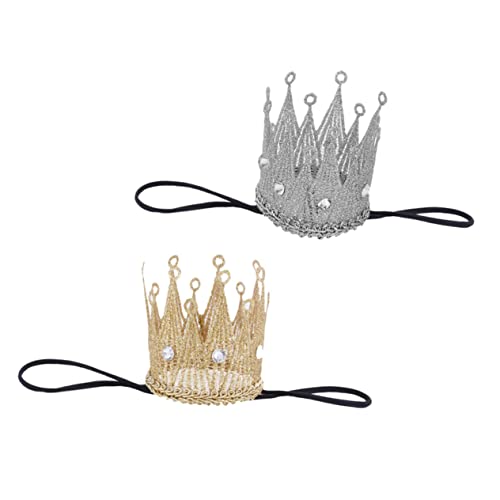 HIAKDOFT 2 Stück Teiliges Stirnband Sicherer Bequemer Stoff Gold und Silber Unisex Haarband für Neugeborene und Kleinkinder als Partyhut und Fotorequisite von HIAKDOFT